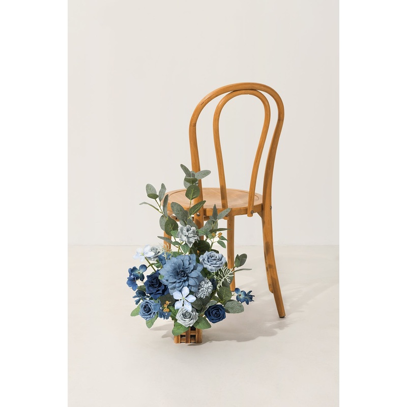 Wedding Aisle Runner Flower Arrangements in Dutch Blue & Navy Blue