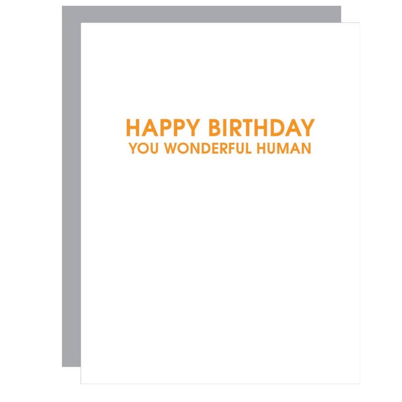 Wonderful Human Letterpress Birthday Card