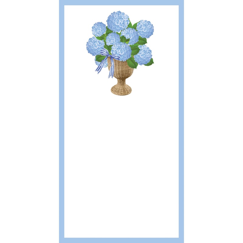 4.25 x 8.5 Blue Hydrangeas Urn List Notepad