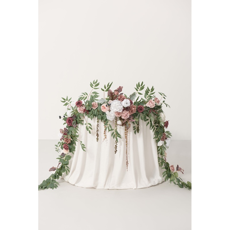 9ft Head Table Flower Garland in Dusty Rose & Mauve