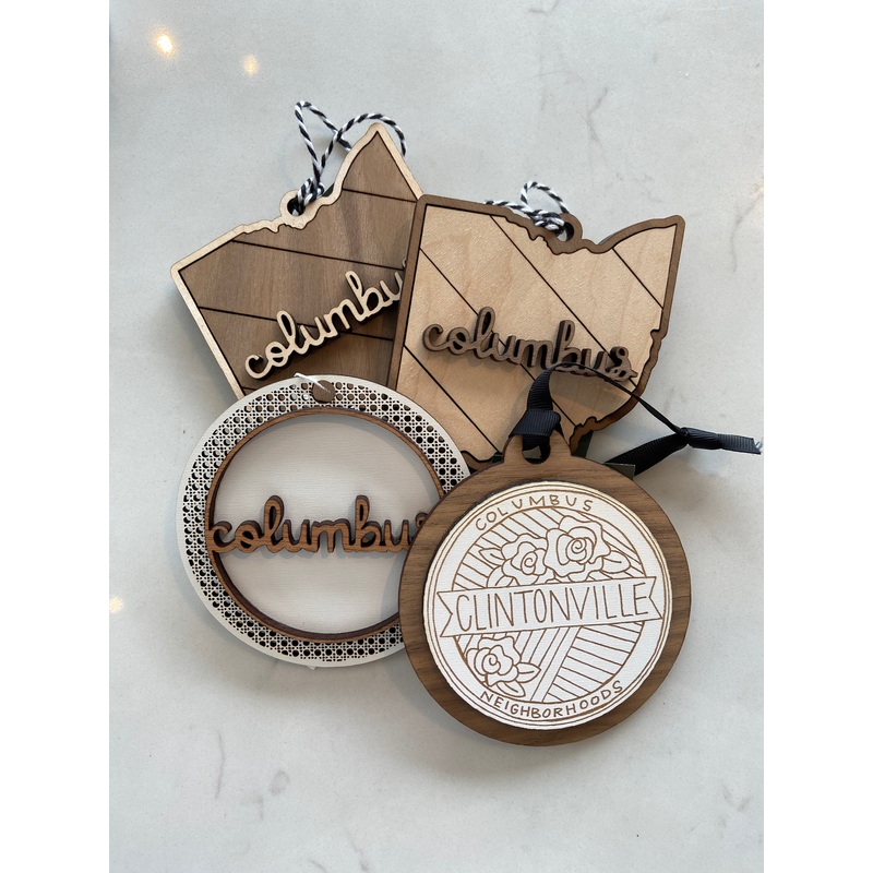 Ornament – Bouquet Tag-Ratan Columbus & Ohio Shiplap Columbus & Clintonville Park of Roses