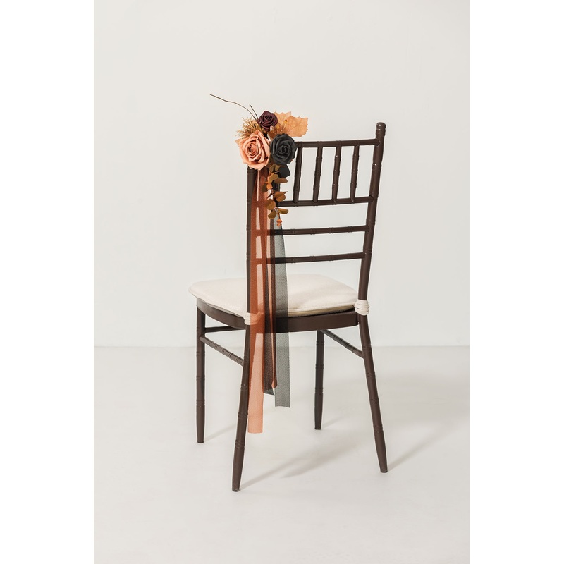 Wedding Aisle Decoration Pew Flowers in Black & Pumpkin Orange | Clearance