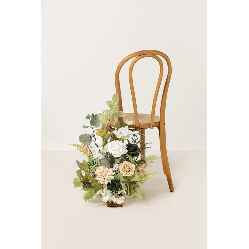 Wedding Aisle Runner Flower Arrangements in Emerald & Tawny Beige | Clearance