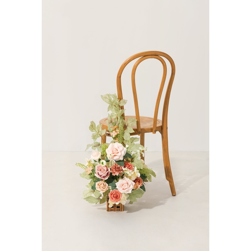 Wedding Aisle Runner Flower Arrangements in Garden Blush