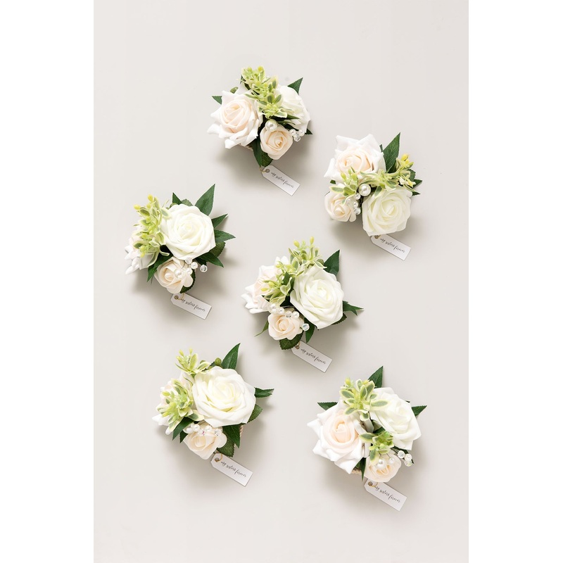Wrist Corsages in Ivory & Cream