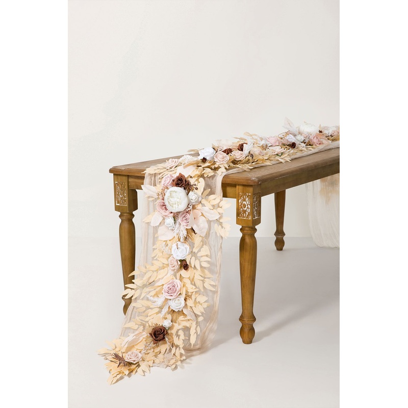 6ft Flower Garland in White & Beige | Clearance