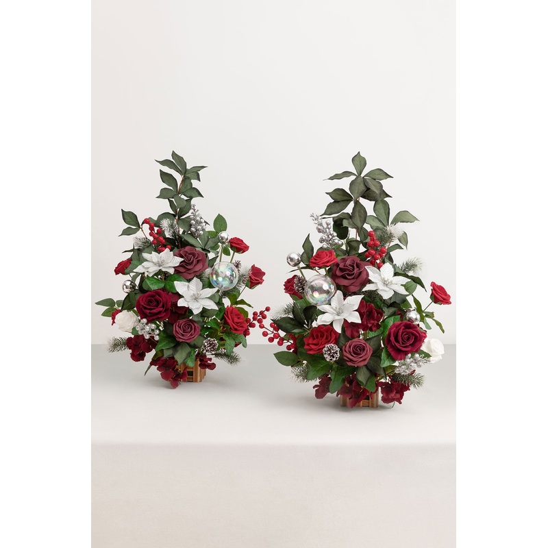 Altar Decor Free-Standing Flowers in Christmas Red & Sparkle