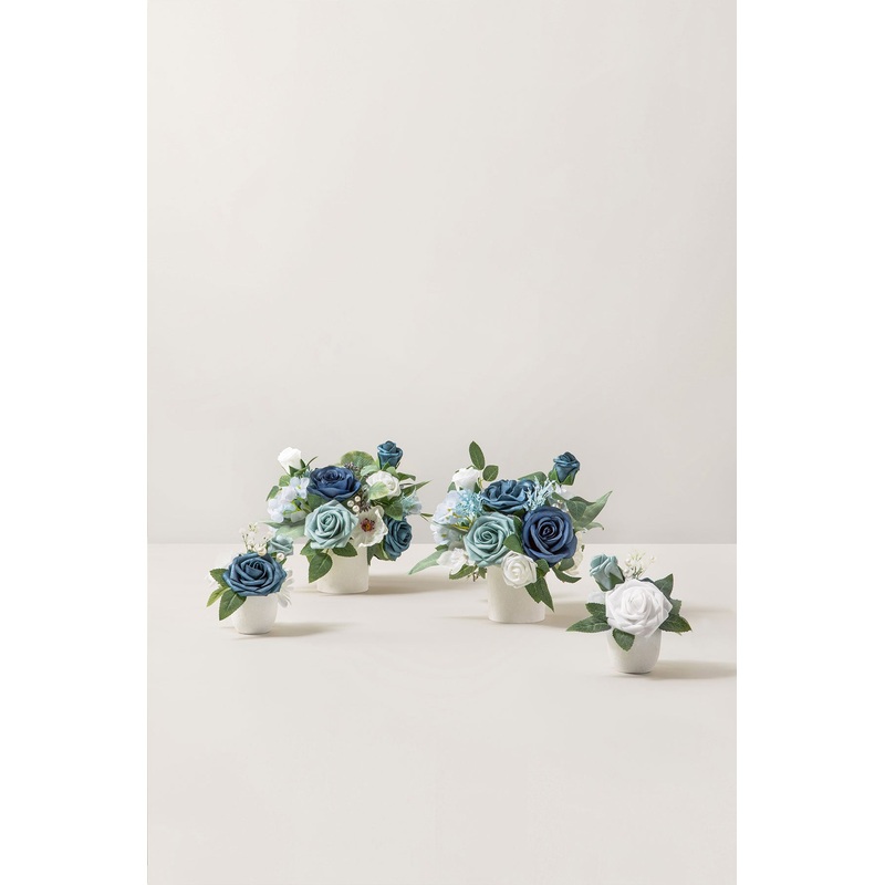 Assorted Floral Centerpiece Set in Dusty Blue & Navy | Clearance