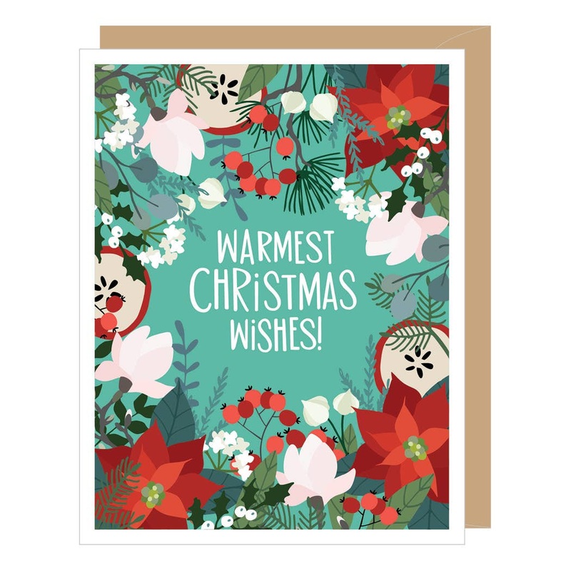 Christmas Floral Holiday Card – Warmest Christmas Wishes