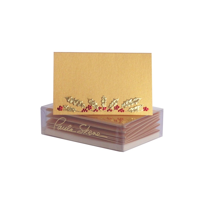 Holly Garland on Gold Christmas Enclosure Card