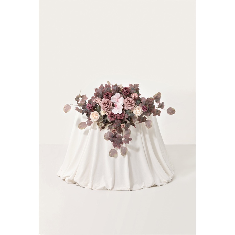 Sweetheart Table Floral Swags in Flowing Mauve Romance