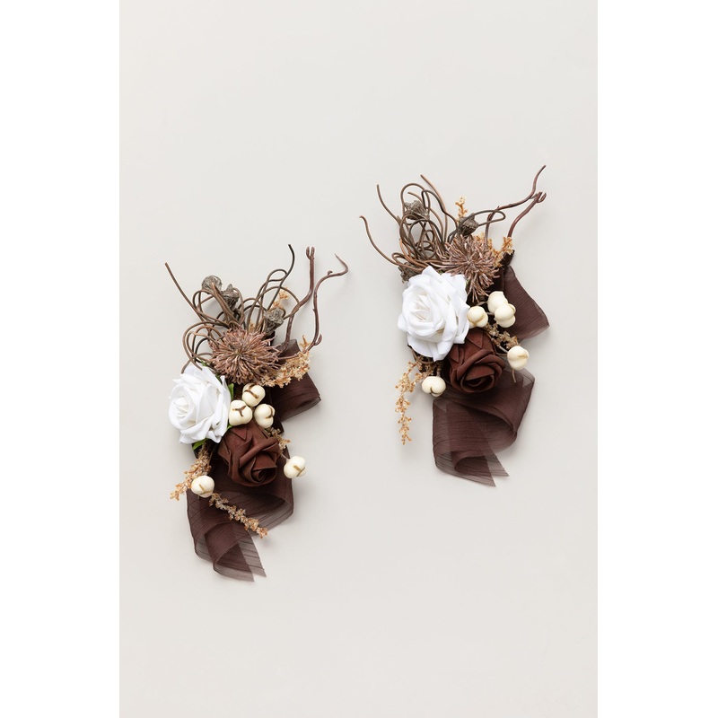 Wrist and Shoulder Corsages in Beige Raw Serenity