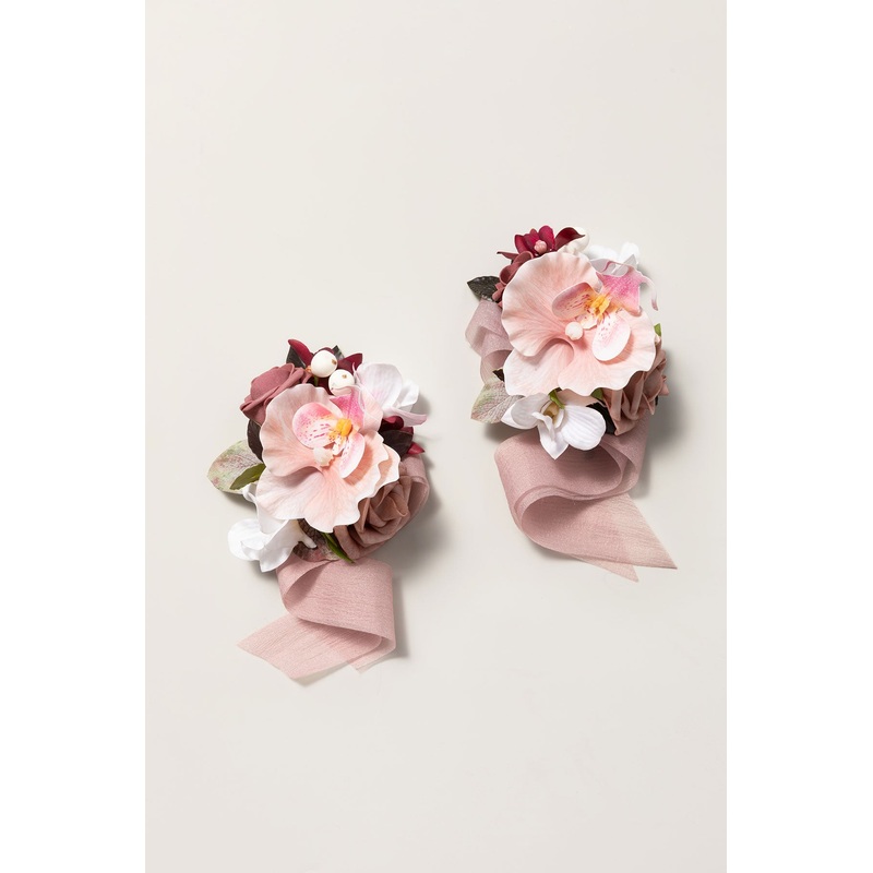 Wrist and Shoulder Corsages in Flowing Mauve Romance