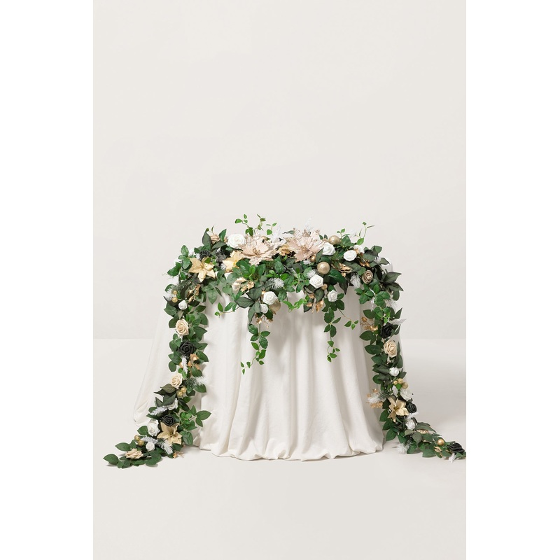 9ft Head Table Flower Garland in Champagne Christmas