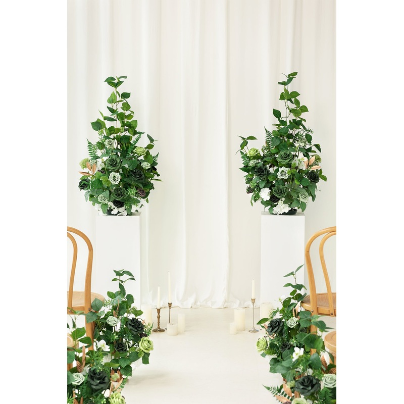 Altar Decor Free-Standing Flowers in Forest Green & Gold | Clearance