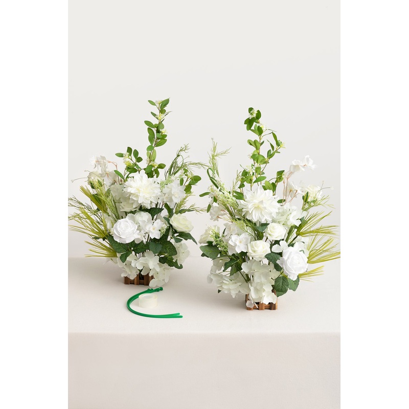 Altar Decor Free-Standing Flowers in White & Green