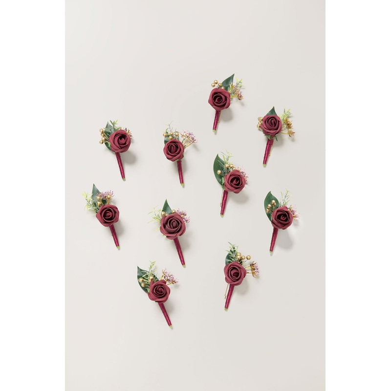 Boutonnieres for Guests in Burgundy | Clearance