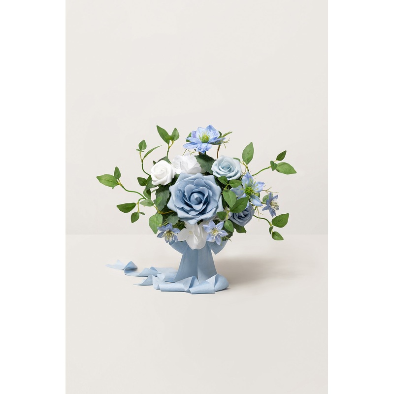 Bridesmaid Posy in Dusty Blue & White