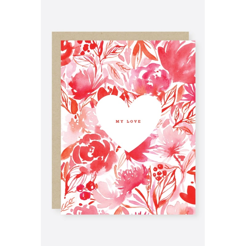 Pink Floral Love You Card