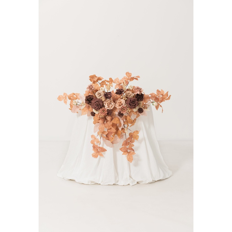 Sweetheart Table Floral Swags in Walnut Brown & Gold Sparrow