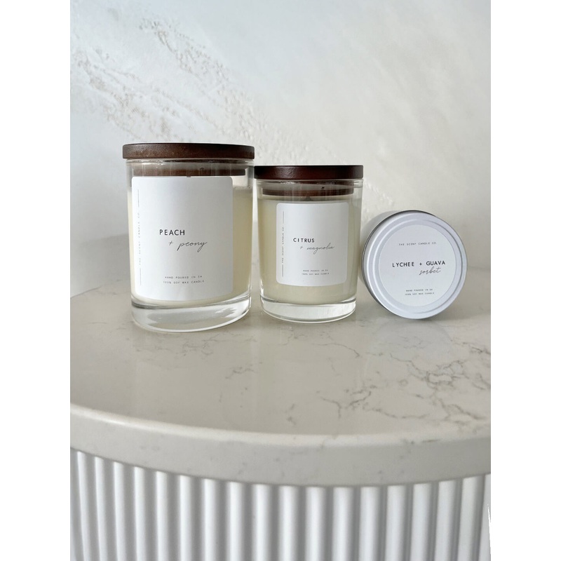 The Scent Candle Co. Candle-Small & Medium & Large-French Pear & Peach and Peony & Lychee and Guava Sorbet & Japanese Honeysuckle & Strawberry Champagne & Montego Bay