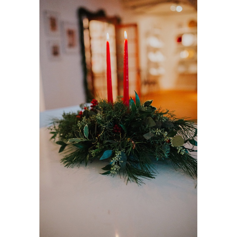 Traditional Holiday Centerpiece with Candle Accents