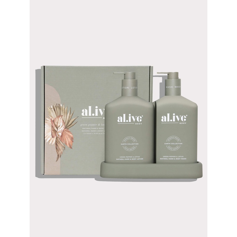 Wash & Lotion Duo + Tray – Green Pepper & Lotus