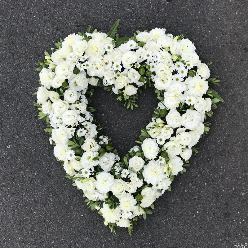 Open Heart Wreath-Medium & Large-White and green & Pink and white & Pastel & Bright