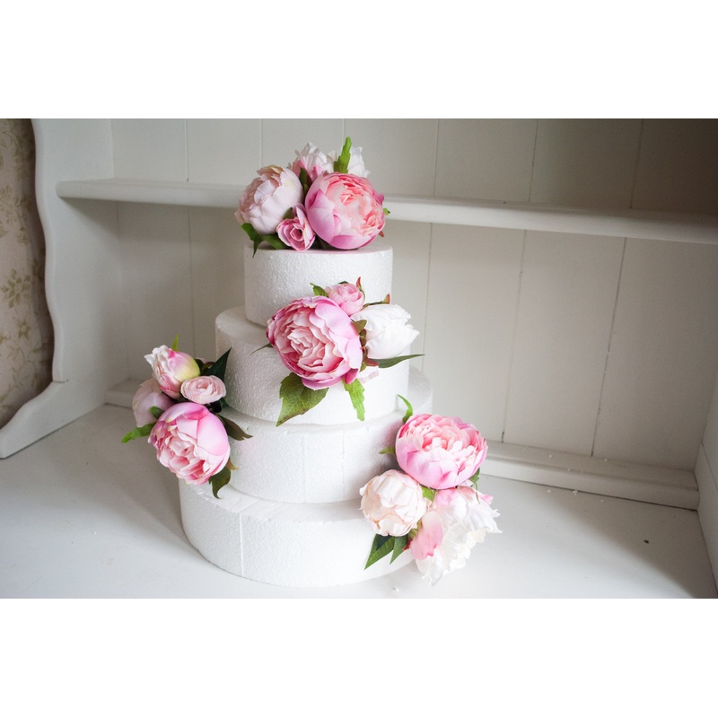 Pink peony cake flowers. Wedding cake topper and sprays.