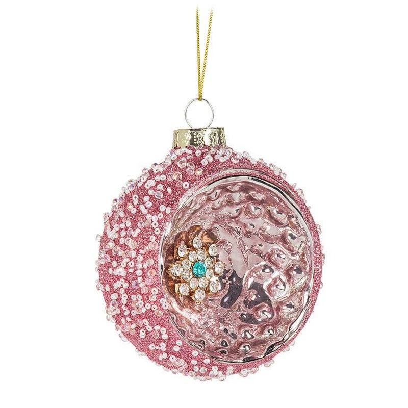 Cherub Ball Ornament-Gold/Pink-3D