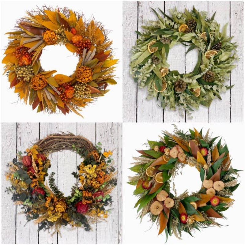 Fall Wreath Collection-Citrus & Eucalyptus Spice Wreath & Country Citrus Fall Wreath & Floral Artichoke Half Wreath & Harvest Rustic Wreath & Apple Orchard Wreath