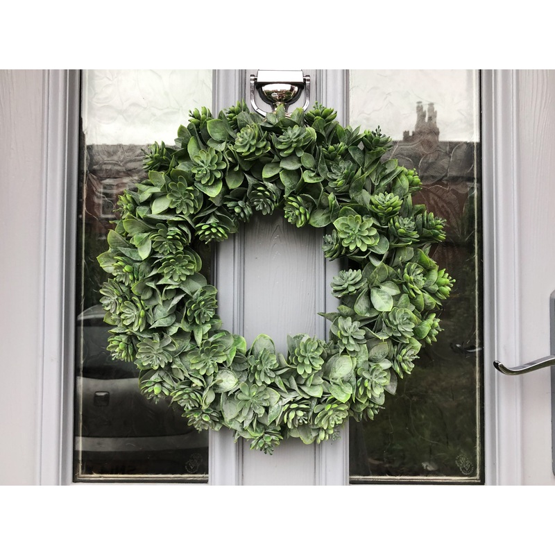 Natural green succulent wreath.