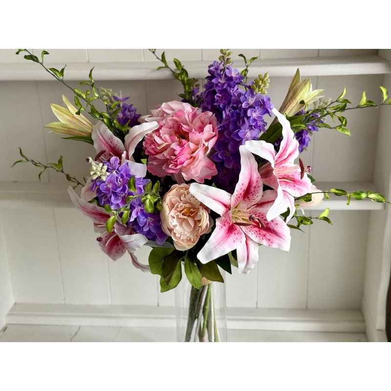 Pink and purple faux flower arrangement *Vase not included