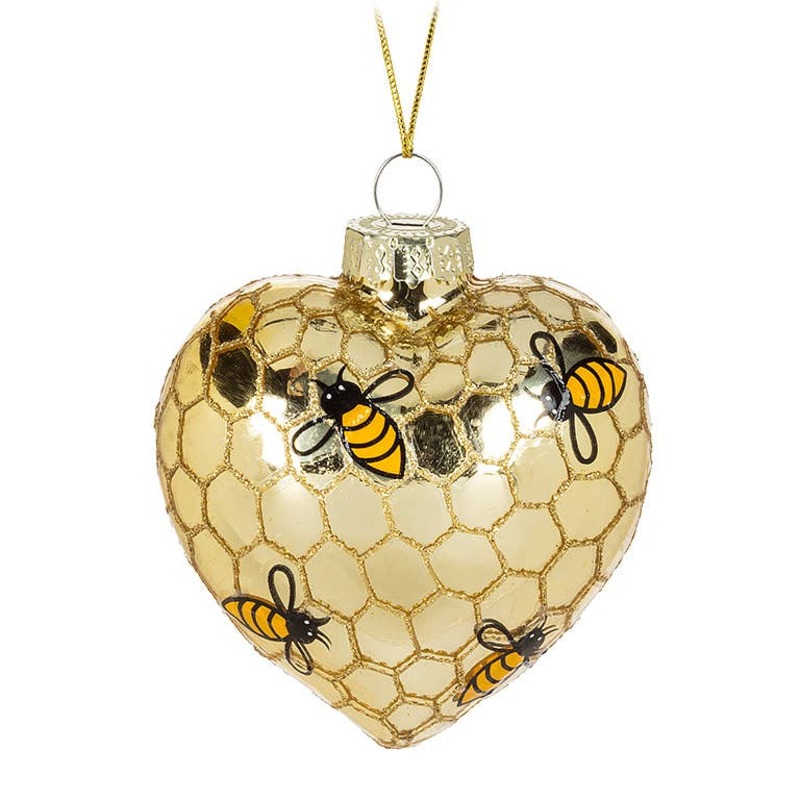 Puffy Bee Heart Ornament-3H