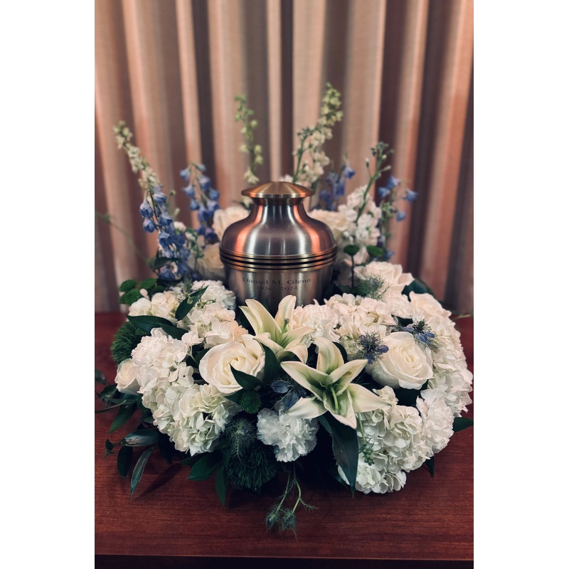 Urn Wreath-Pinks & Blue/Purples & Yellow/Oranges & White