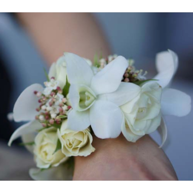 Wrist Corsage-Standard & Premium-Pink & White & Red & Navy Blue & Blue & Yellow & Green & Purple