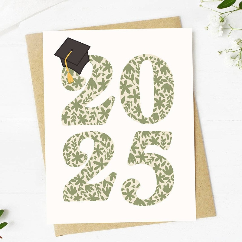 2025 Floral Pattern Graduation Greeting Card