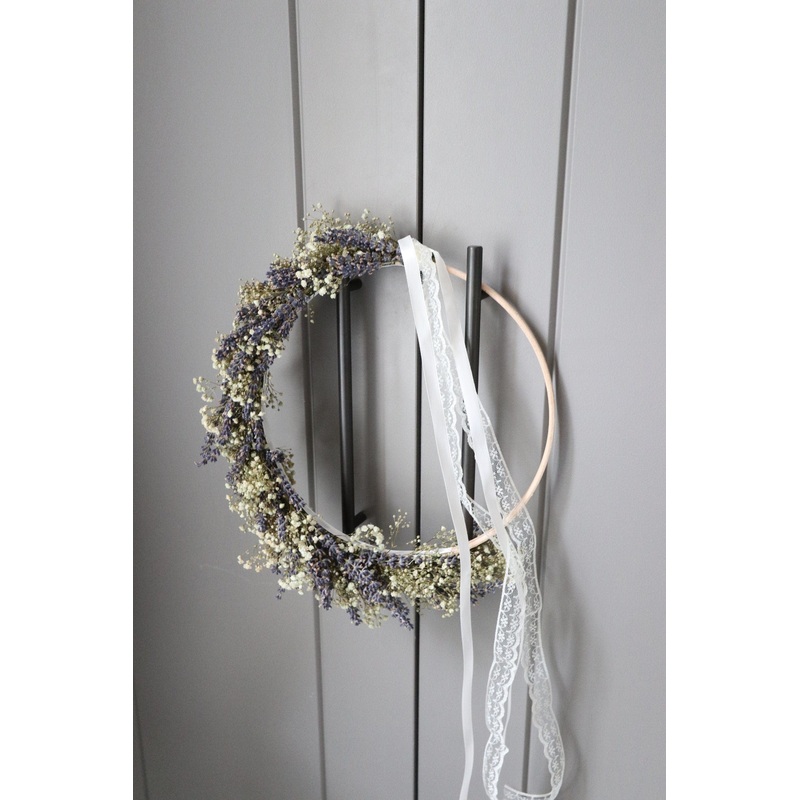 Dried Lavender and Dried Baby’s Breath Wedding Bride Hoop