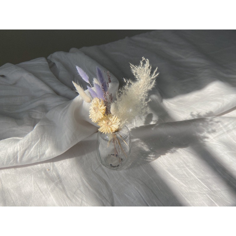 Natural Pastel Lilac Bunny Tails / White Helichrysum Floral Vase Arrangment / White Pampas Grass