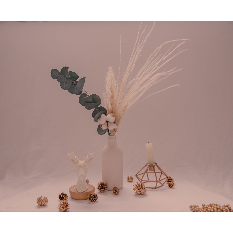 Real Preserved  Eucalyptus Bud Vase Arrangement / Cotton Flowers Floral Vase Arrangment / Wispy Grasses