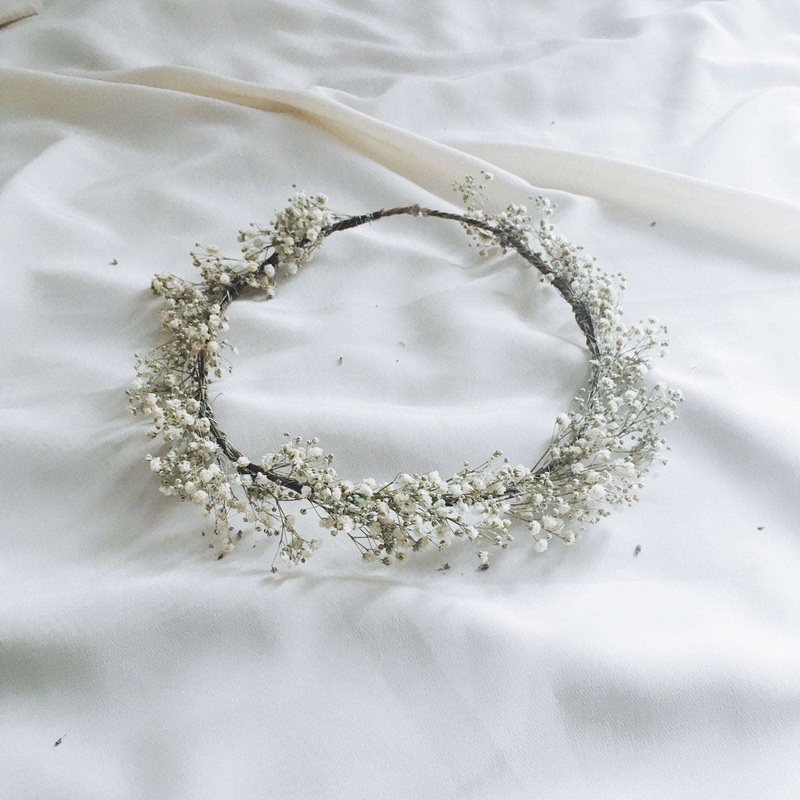 Cream Baby’s Breath flower crown, Baby’s Breath Real Dried Flower Crown, Wedding Crown, Rustic Wreath,dried Gypsophila boho crown