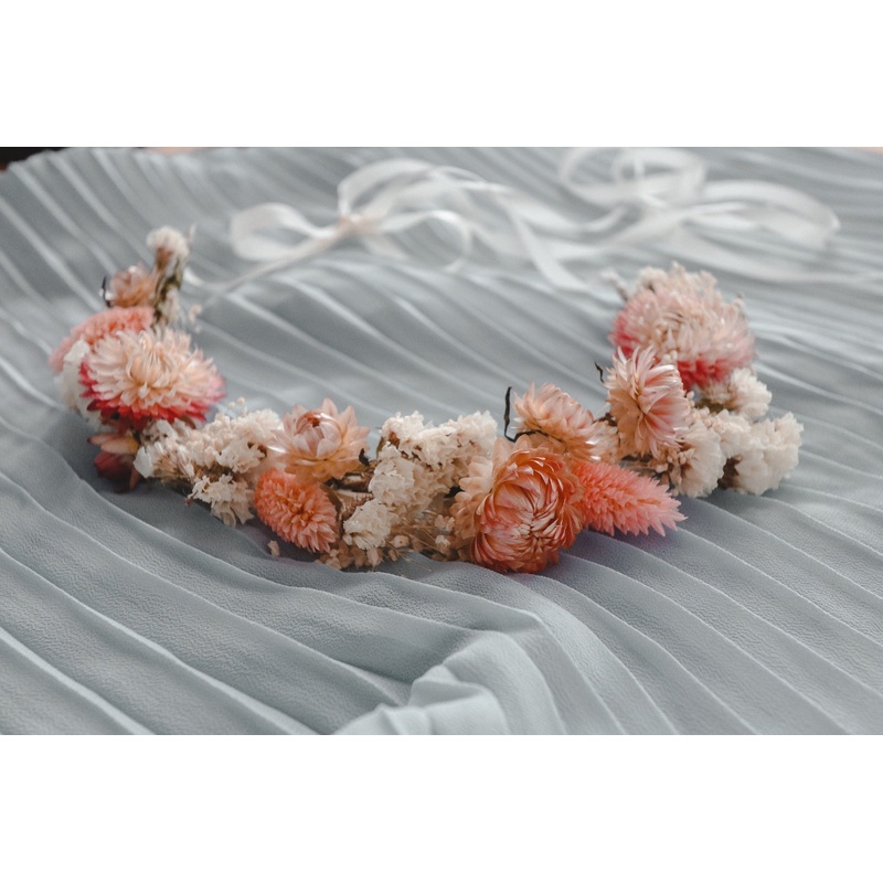 Dried Flower Crown , Blush Pink Cream Real Dried Flower Crown, Boho Flower Crown