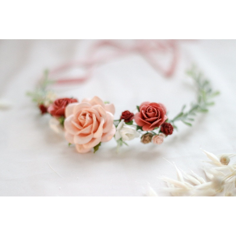 Flower Girl Crown / Baby Floral Crown / Mulberry Paper Roses Crown / Newborn Crown / Newborn Photo Prop / flower crown baby