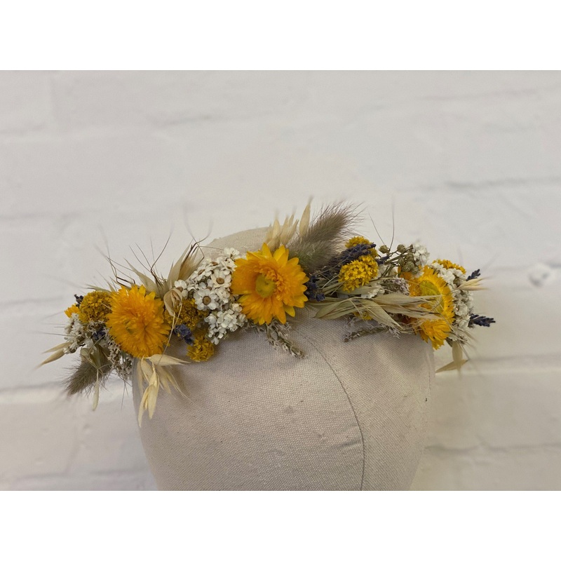 Lavender & Straw Flowers Wildflower Dried Flower Crown / Bridal Crown / Wedding Flower Crown