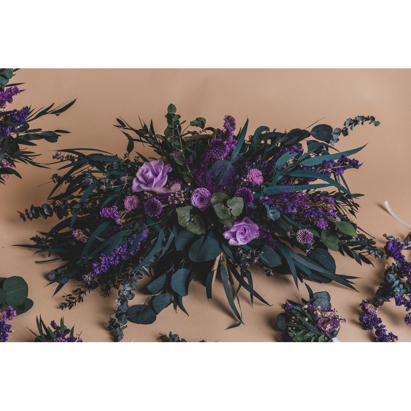 Lilac Eternal Roses & Preserved Eucalyptus Wildflower Arch Decoration Chuppah Decor, Wedding Arch Decor, Backdrop Decor