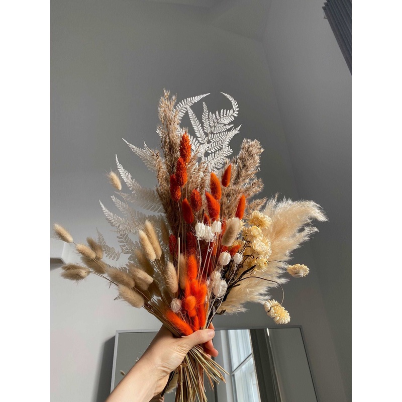 Loose Arrangement Burnt Orange Pampas and Prairie / Pampas Grass Dried Grasses / Dried Flower / Boho Bridal Floral Home Decoration