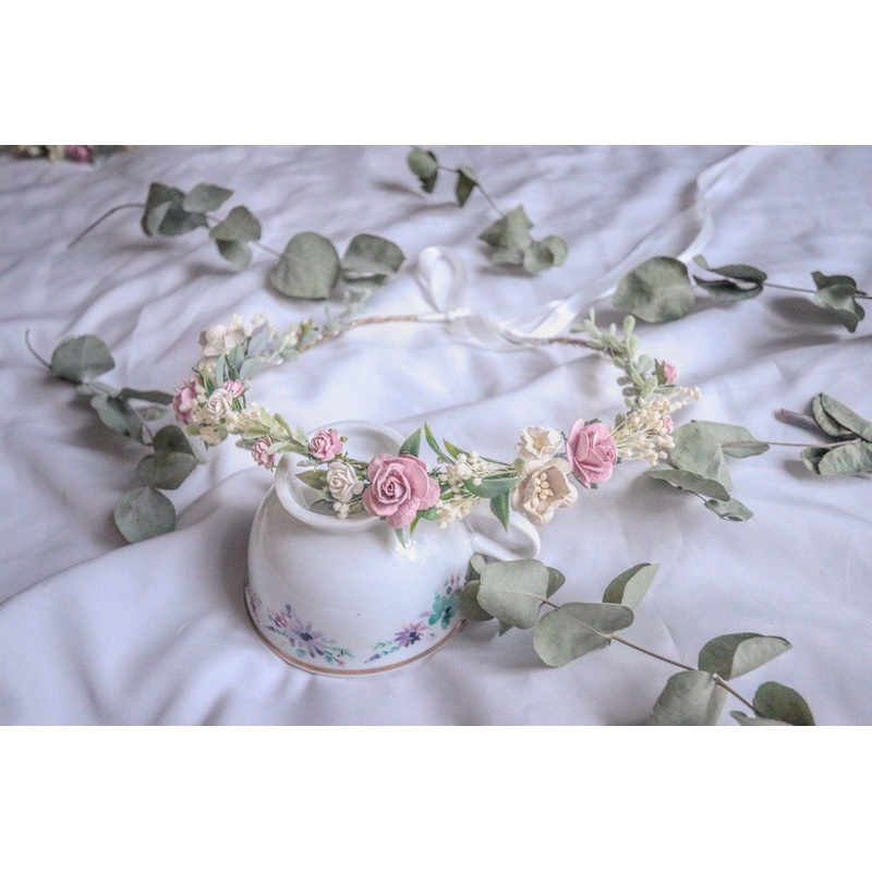 Vintage Flower Crown, Boho flower crown pastel colours, pastel wedding crown, Summer crown, Summer weddings, Bridal crown