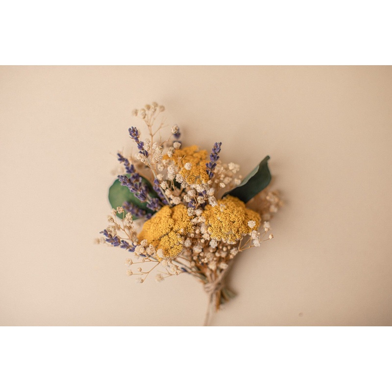 Yellow Yarrow & Lavender Boutonnieres / Lapel Pin For Men / Groom Pin / Boho Boutonniere / Groom Boutonniere