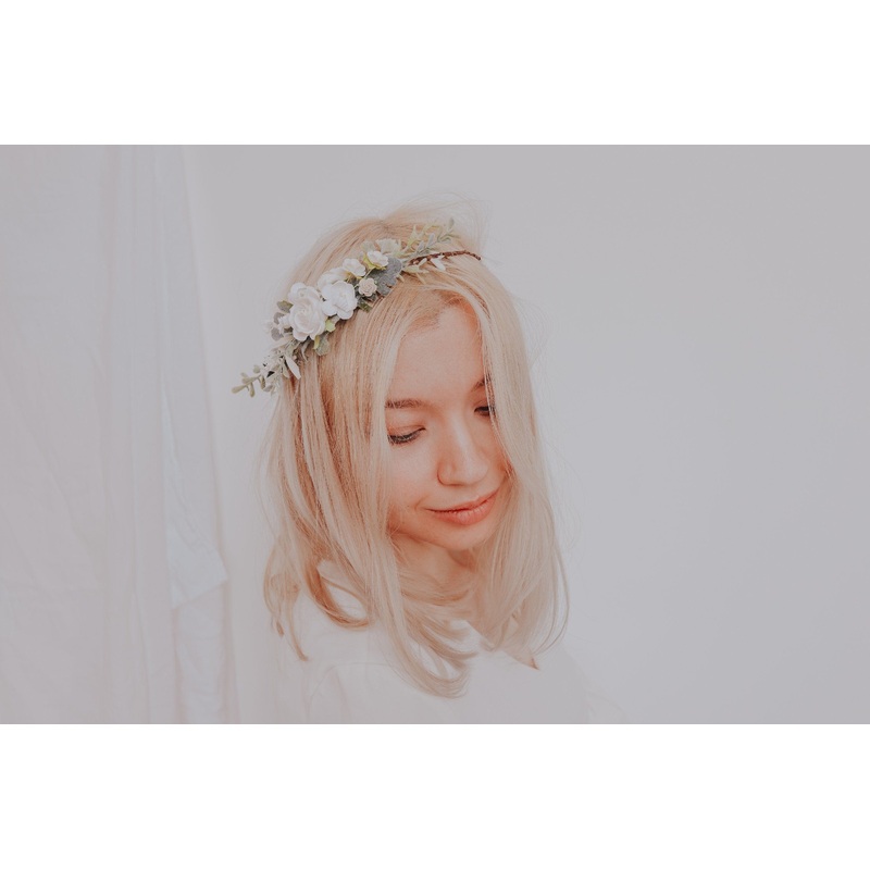 Mulberry Paper Roses Half Crown / Silk Flower Crown / Boho Bridal Crown