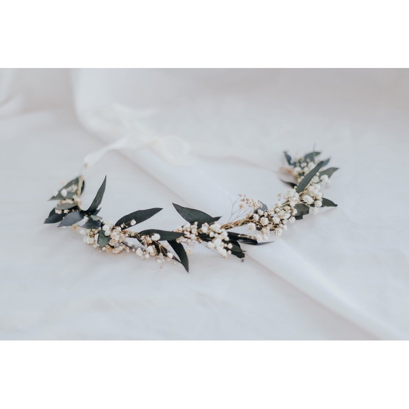 Real Dried Eucalyptus Baby’s Breath Crown / Gypsophila Crown / Real Dried Flowers Crown / Dried Wedding Crown